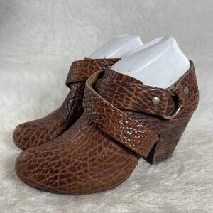 Kork-Ease The Original Brown Croc Embossed Leather Clogs Heels Women’s 7.5